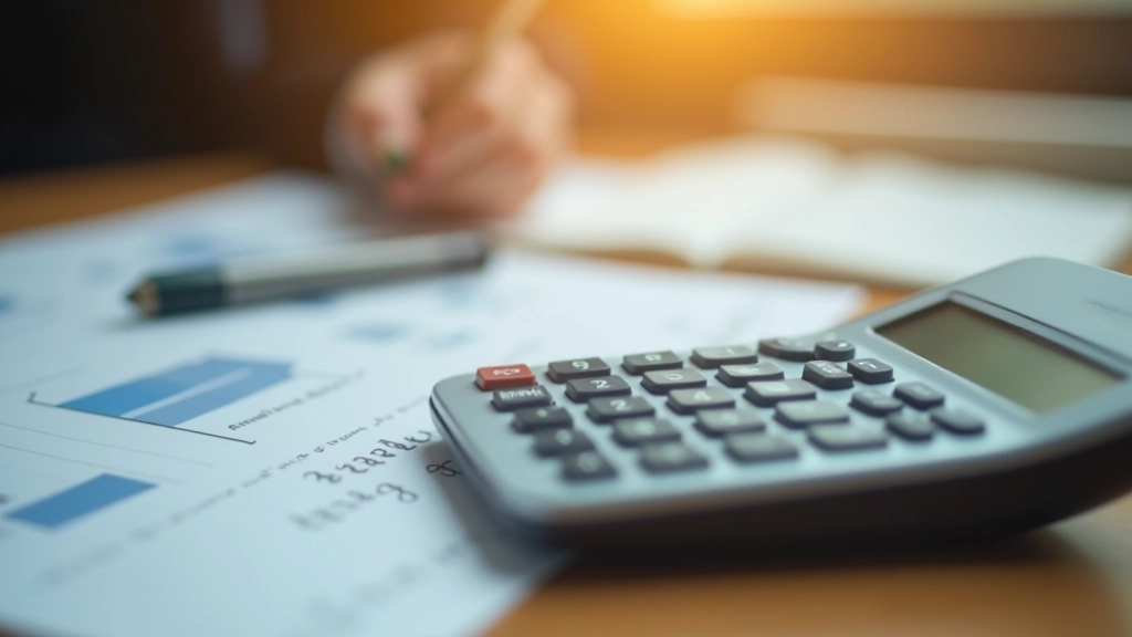 Calculator showing zakat calculation with percentage formula and financial figures