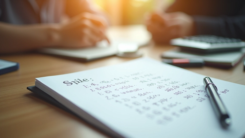 Calculator and zakat calculation worksheet on wooden desk with Islamic design