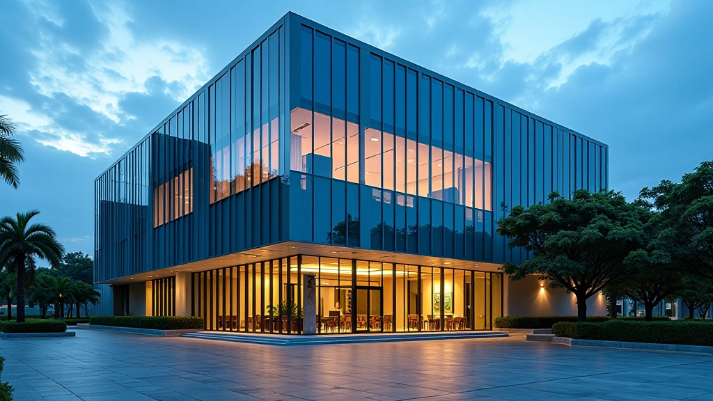 Malaysian Islamic bank building with modern architecture and Islamic design elements